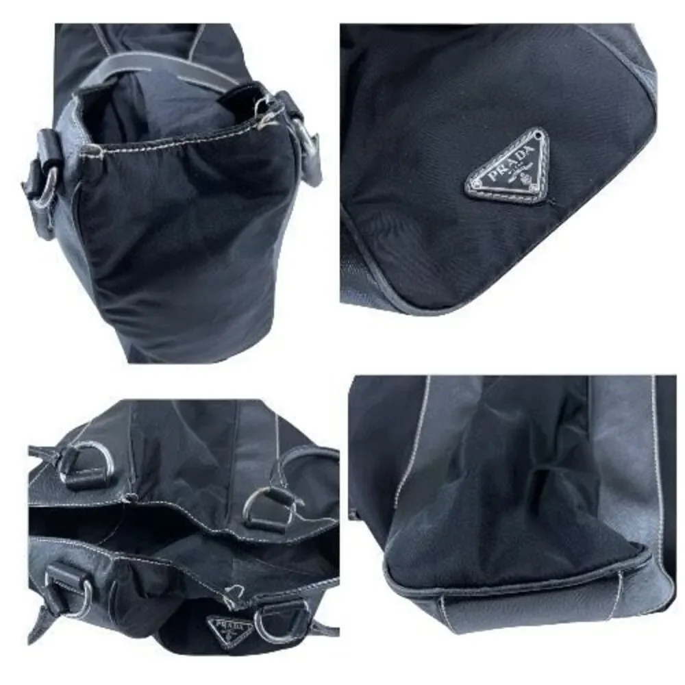 Prada Leather/Nylon Buckled Satchel Tote Bag